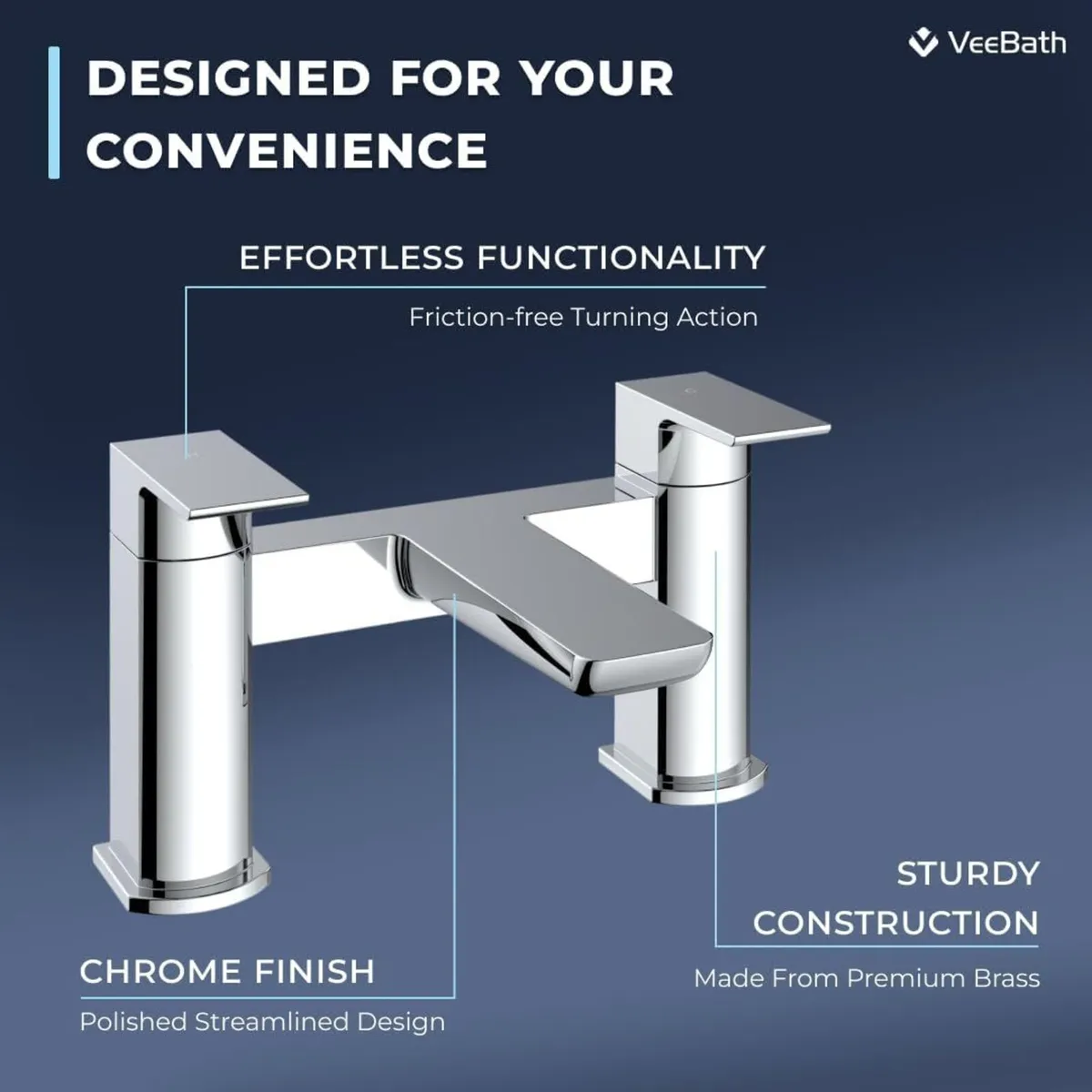 Soft Square Bath Filler Mixer Modern Chrome Finish - Image 3