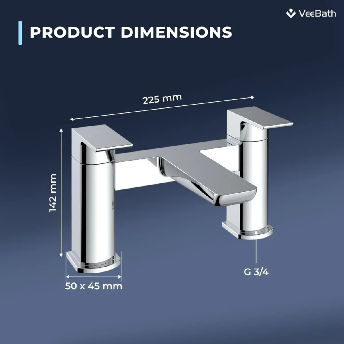 Soft Square Bath Filler Mixer Modern Chrome Finish - Image 4