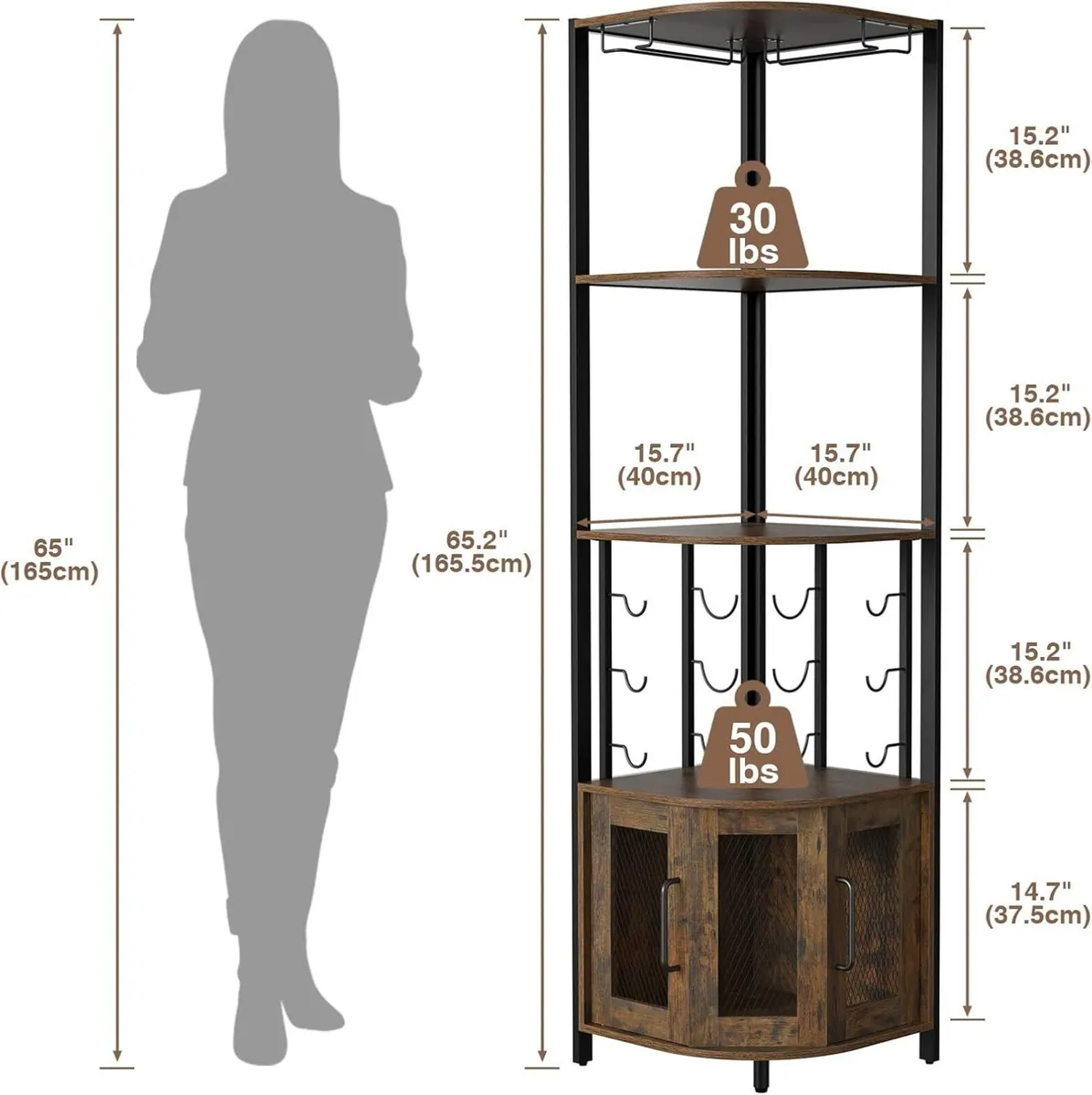Corner Bar Cabinet with Glass Holder 4 Tier - Image 3
