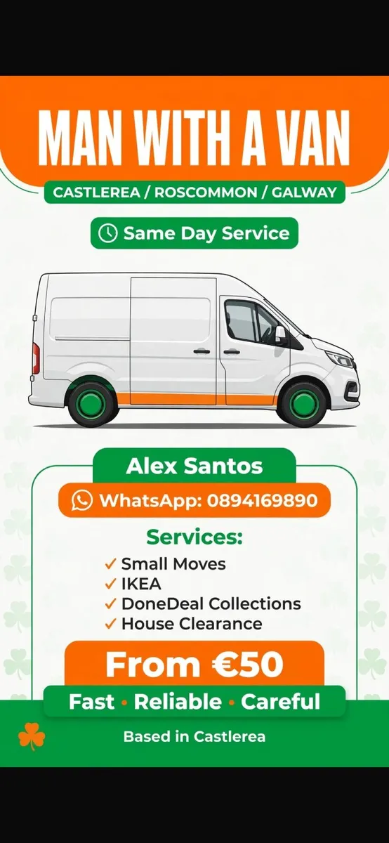 LOCAL CASTLEREA VAN - Same Day - I Come Now - From