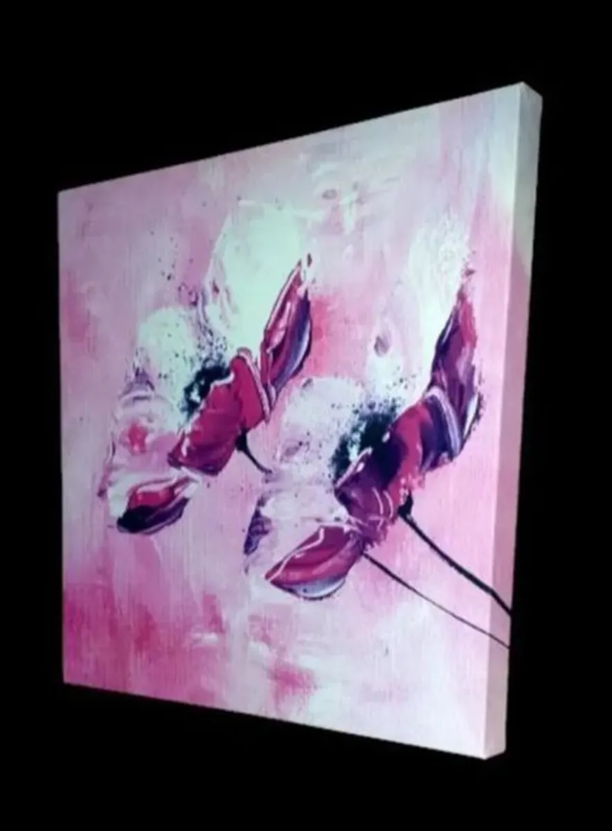Brand New Abstract Pink Floral Canvas Art - Image 1