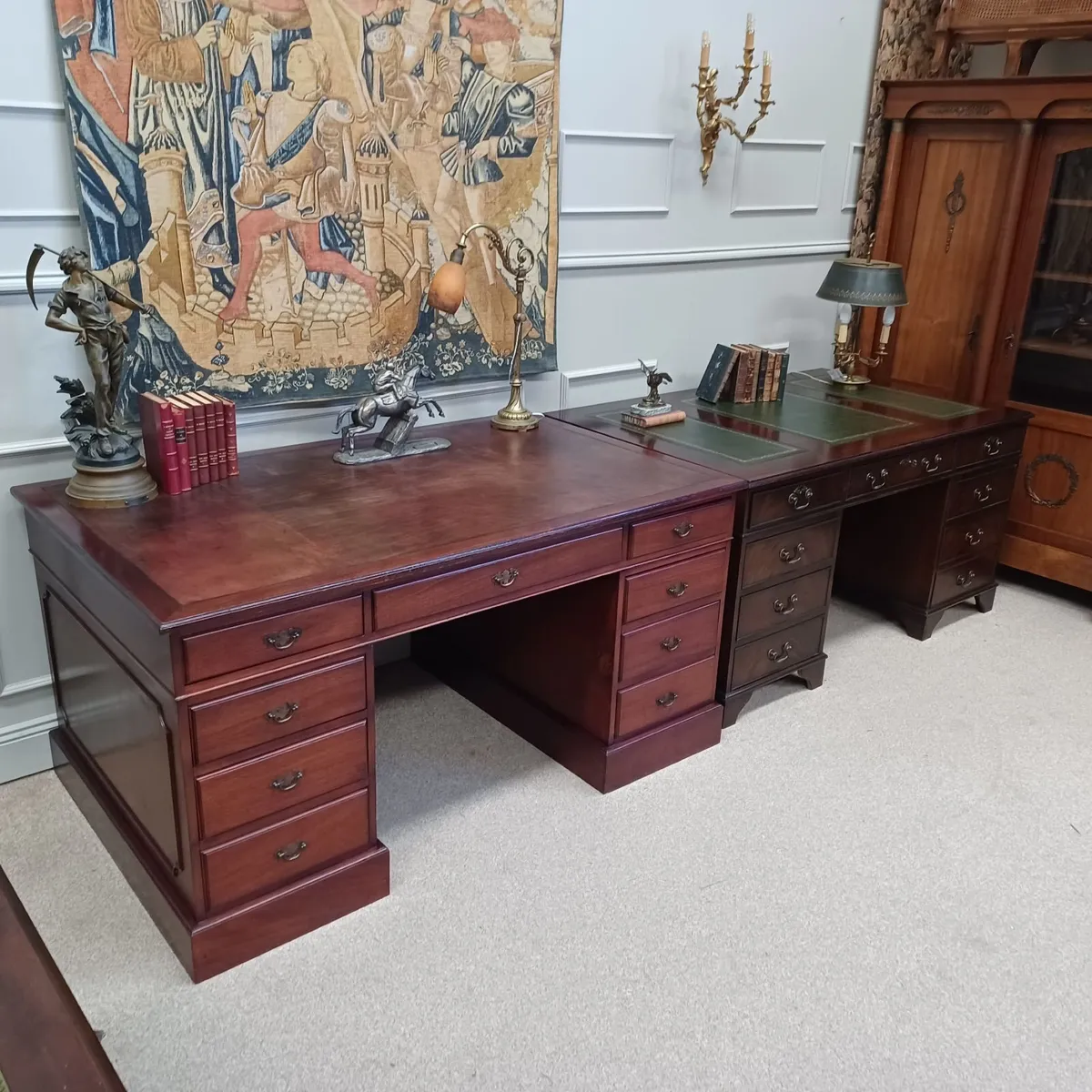 Victorian-style Leather top pedestal desks - Image 1