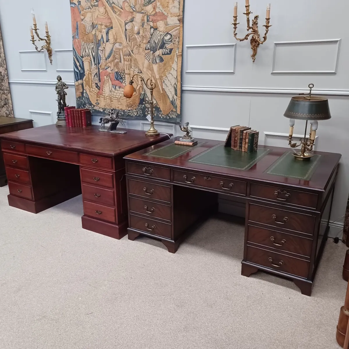 Victorian-style Leather top pedestal desks - Image 2