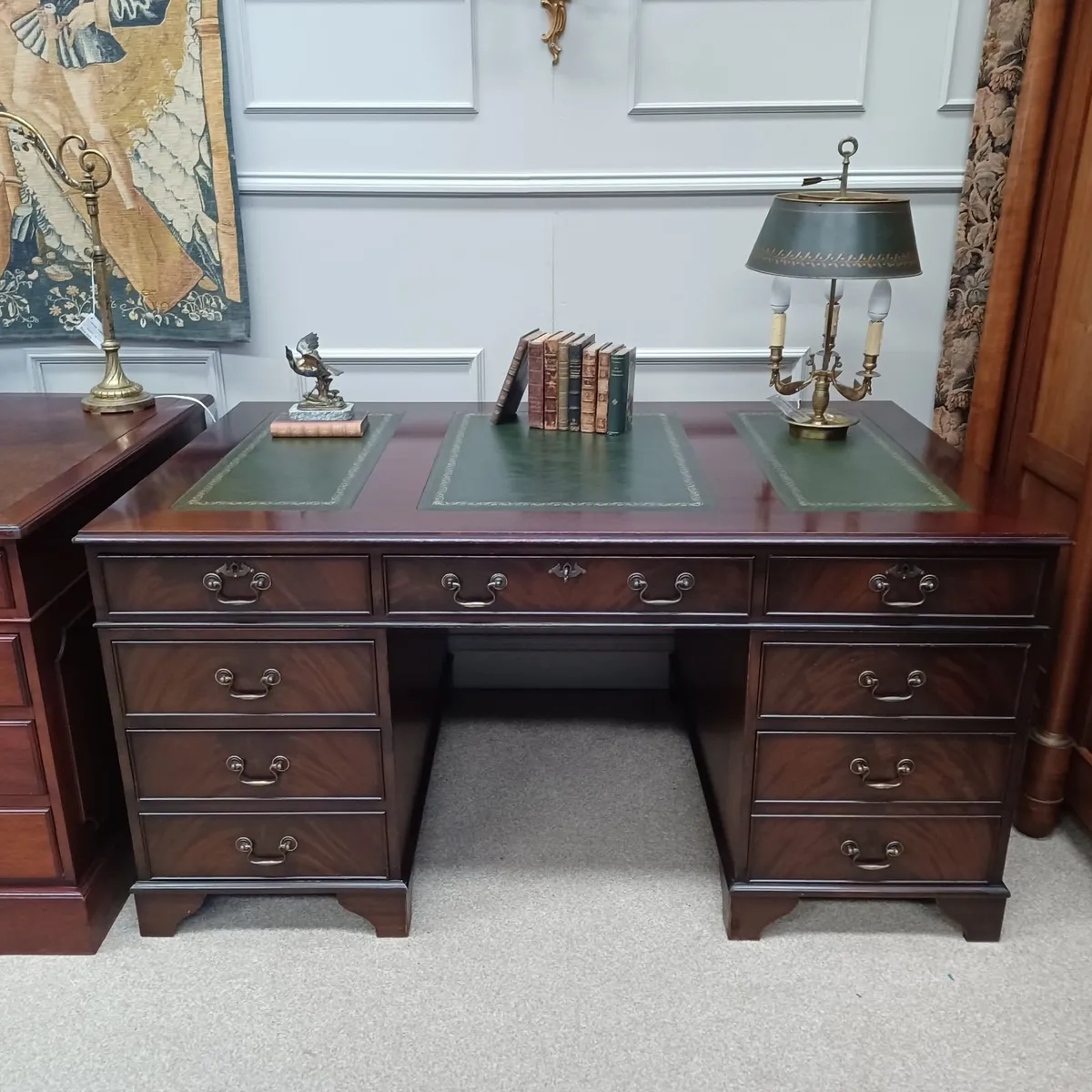 Victorian-style Leather top pedestal desks - Image 4