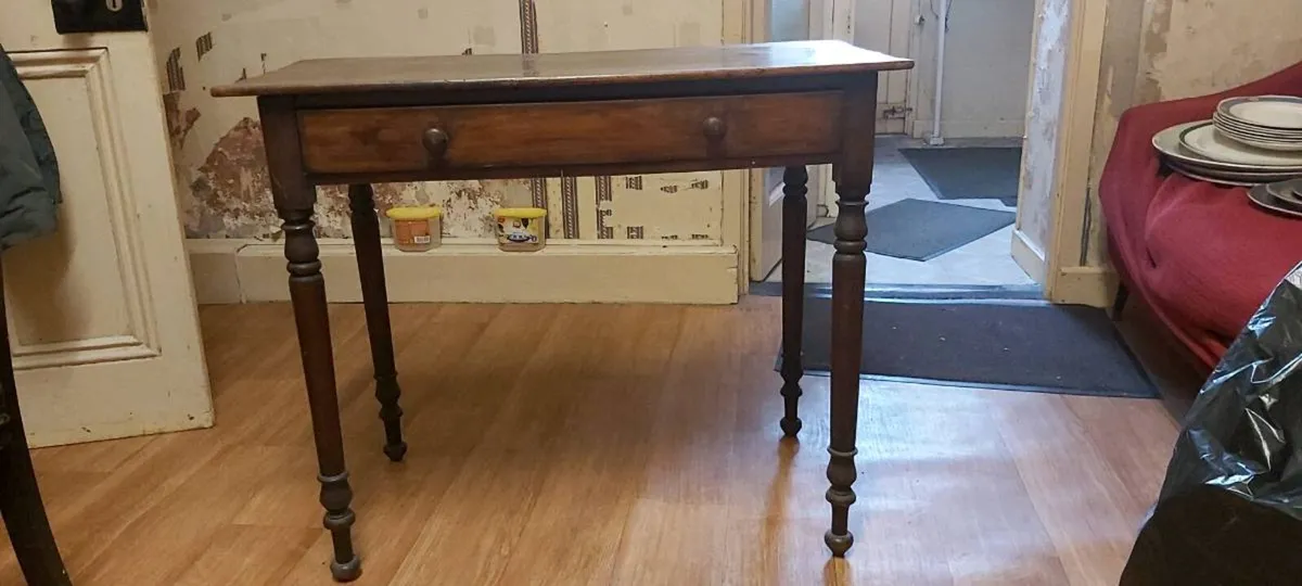 Vintage Wooden Table With Drawer - Image 1