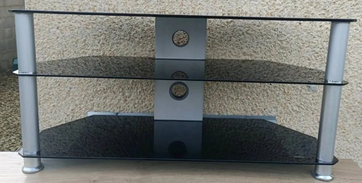 Black glass TV Stand/ Table - Image 1
