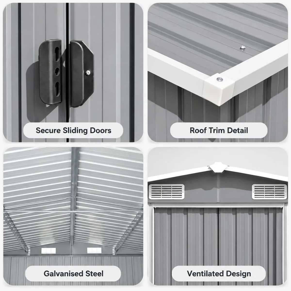 Large Grey Metal Garden Shed 8 x 32 ft Galvanised - Image 2