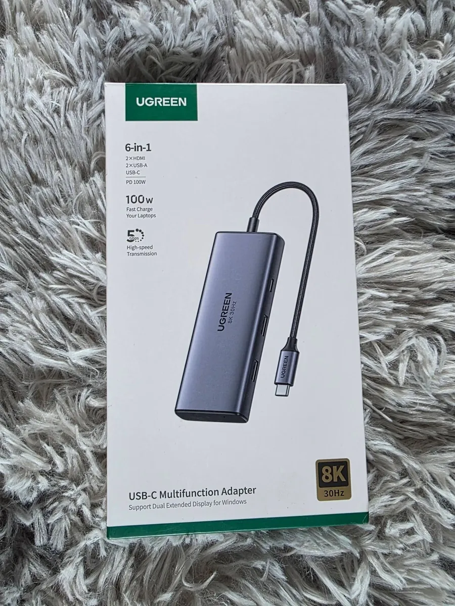 UGREEN 6-in-1 USB-C Hub – Dual HDMI – 8K – 100W PD