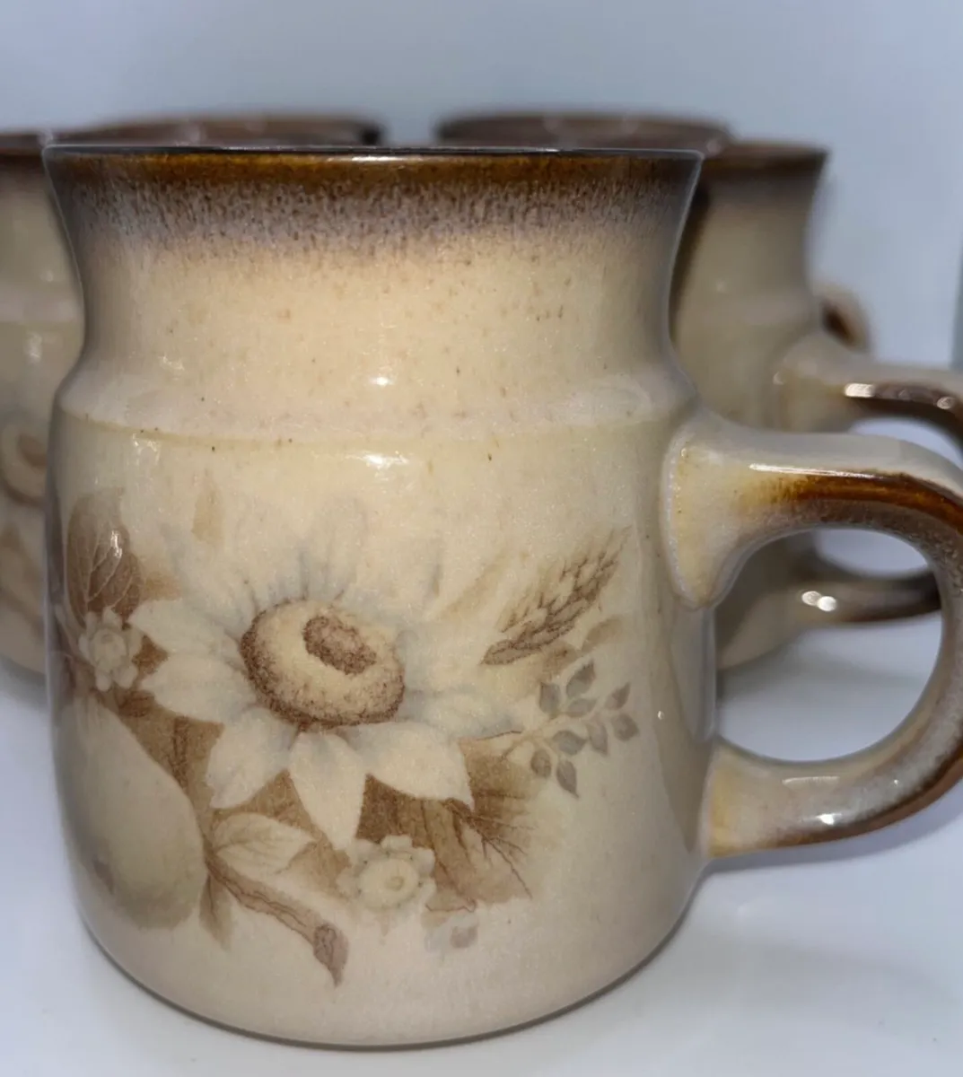 1980s Denby Pottery Mugs set of 5 - Image 1