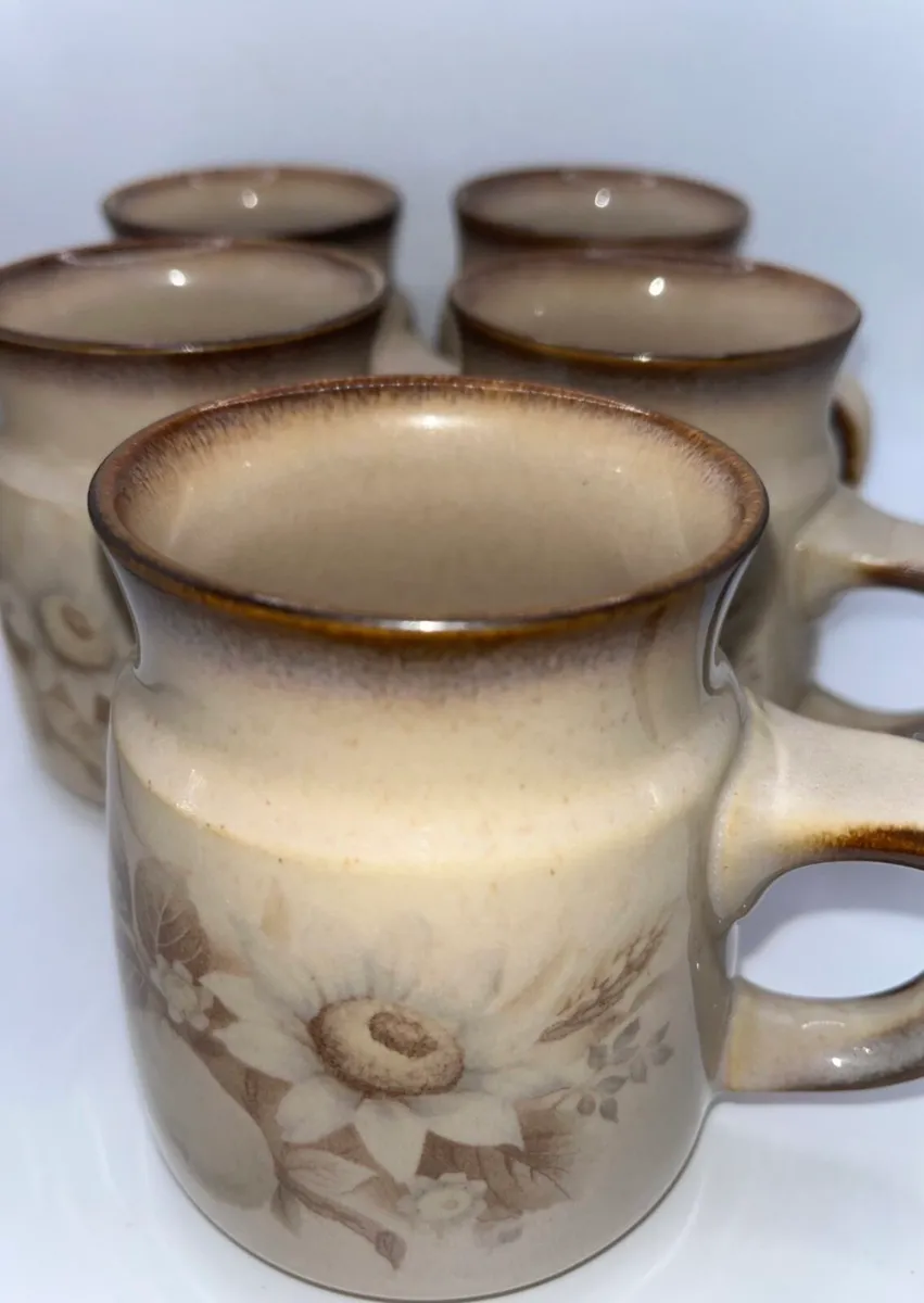 1980s Denby Pottery Mugs set of 5 - Image 2