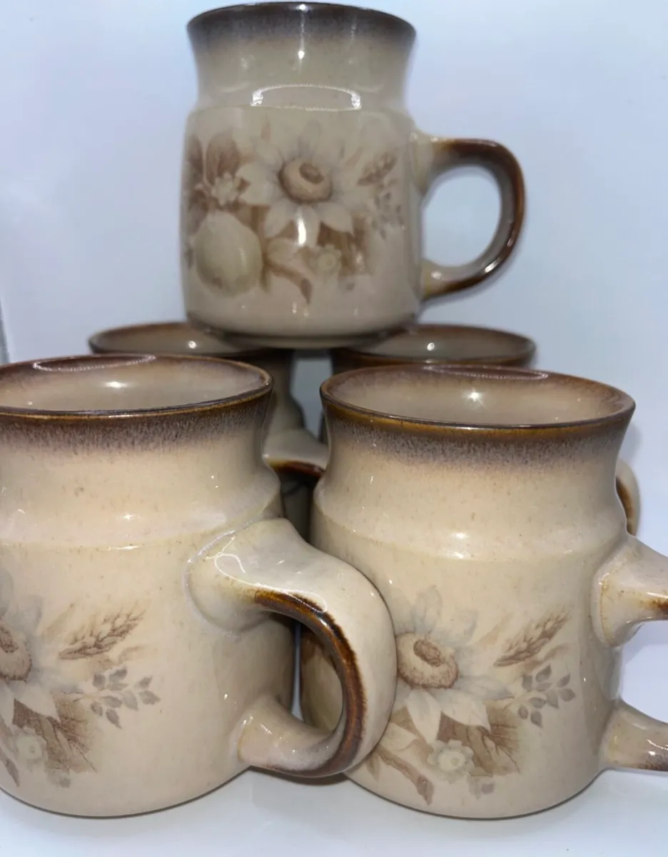 1980s Denby Pottery Mugs set of 5 - Image 3