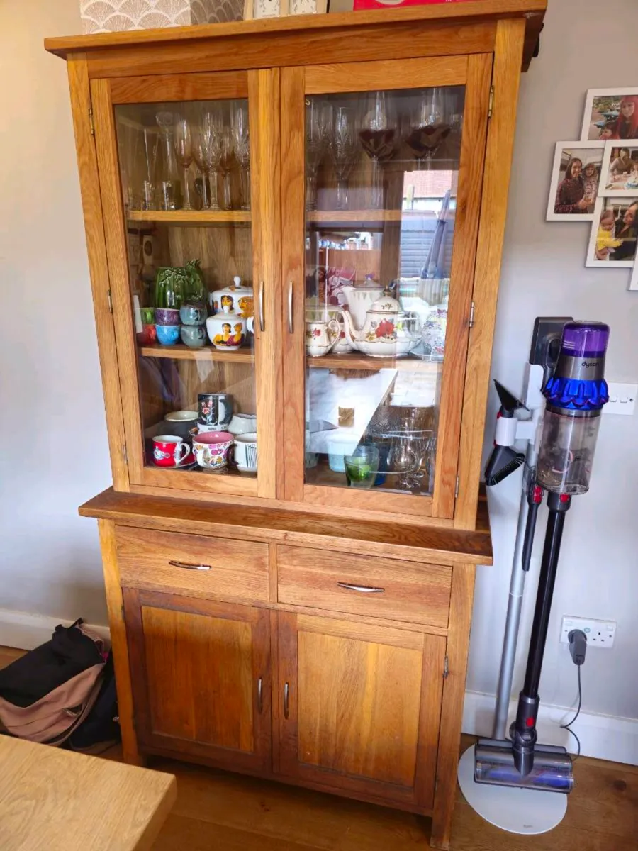 Solid Oak Kitchen Dresser / Display Cabinet - Image 1