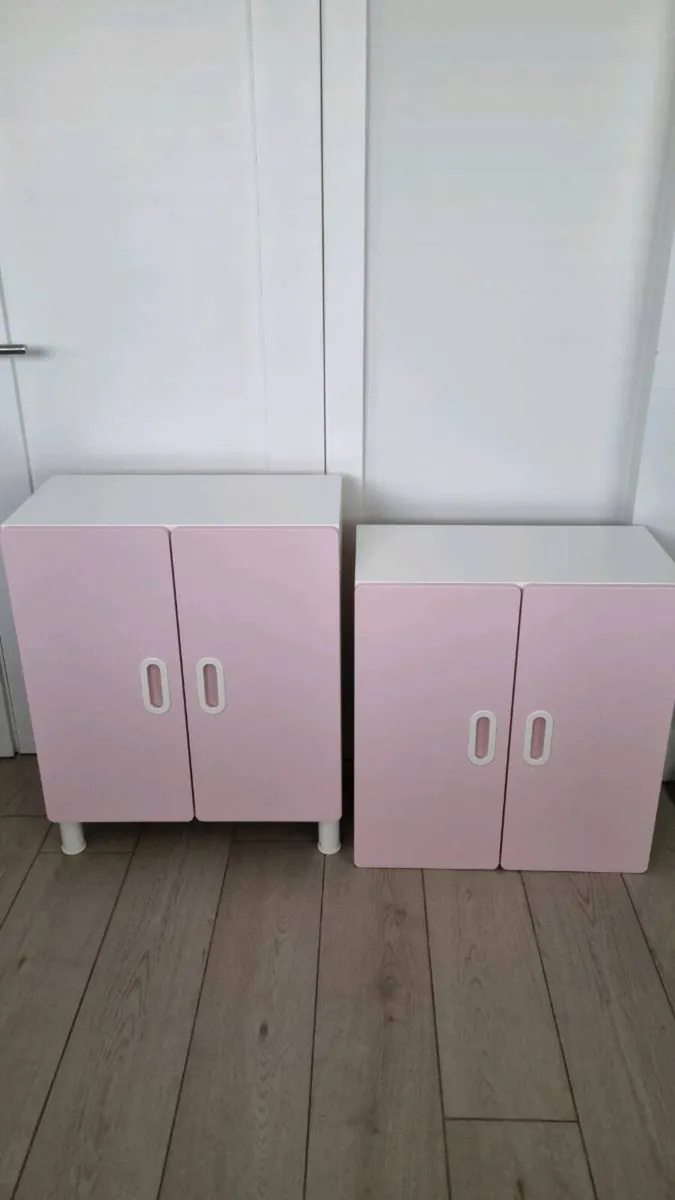 2 White Ikea Stuva Units with Pink Fritids Doors - Image 2