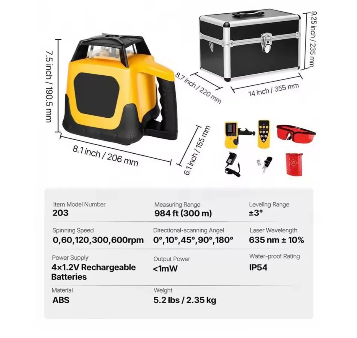 Rotary Laser Level Kit Self Levelling 360 - Image 4