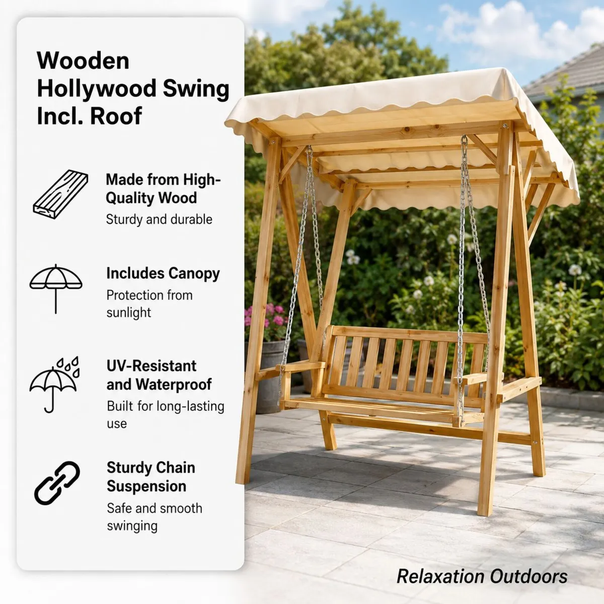 Hollywood garden swing bench - FREE Delivery - Image 3