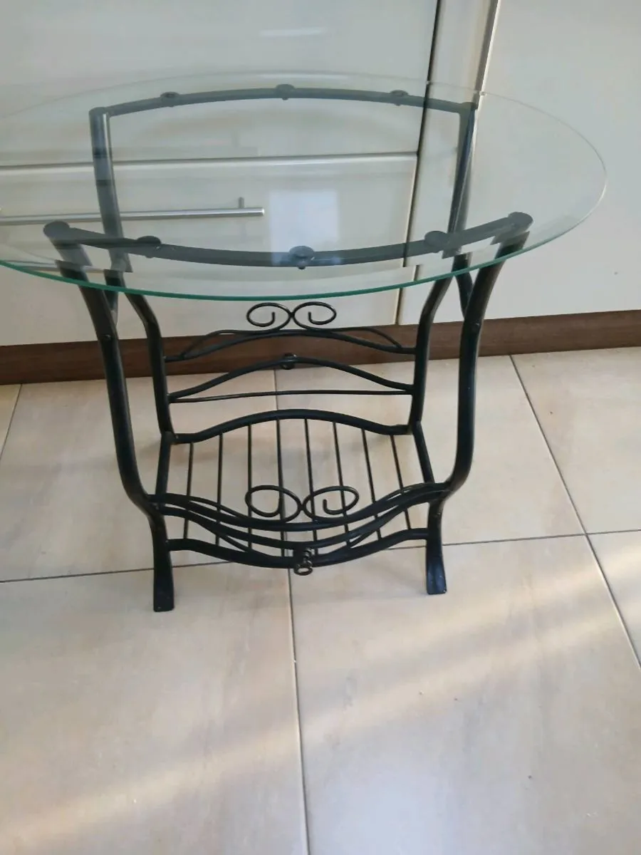 WROUGHT IRON TABLE WITH GLASS TOP - Image 1