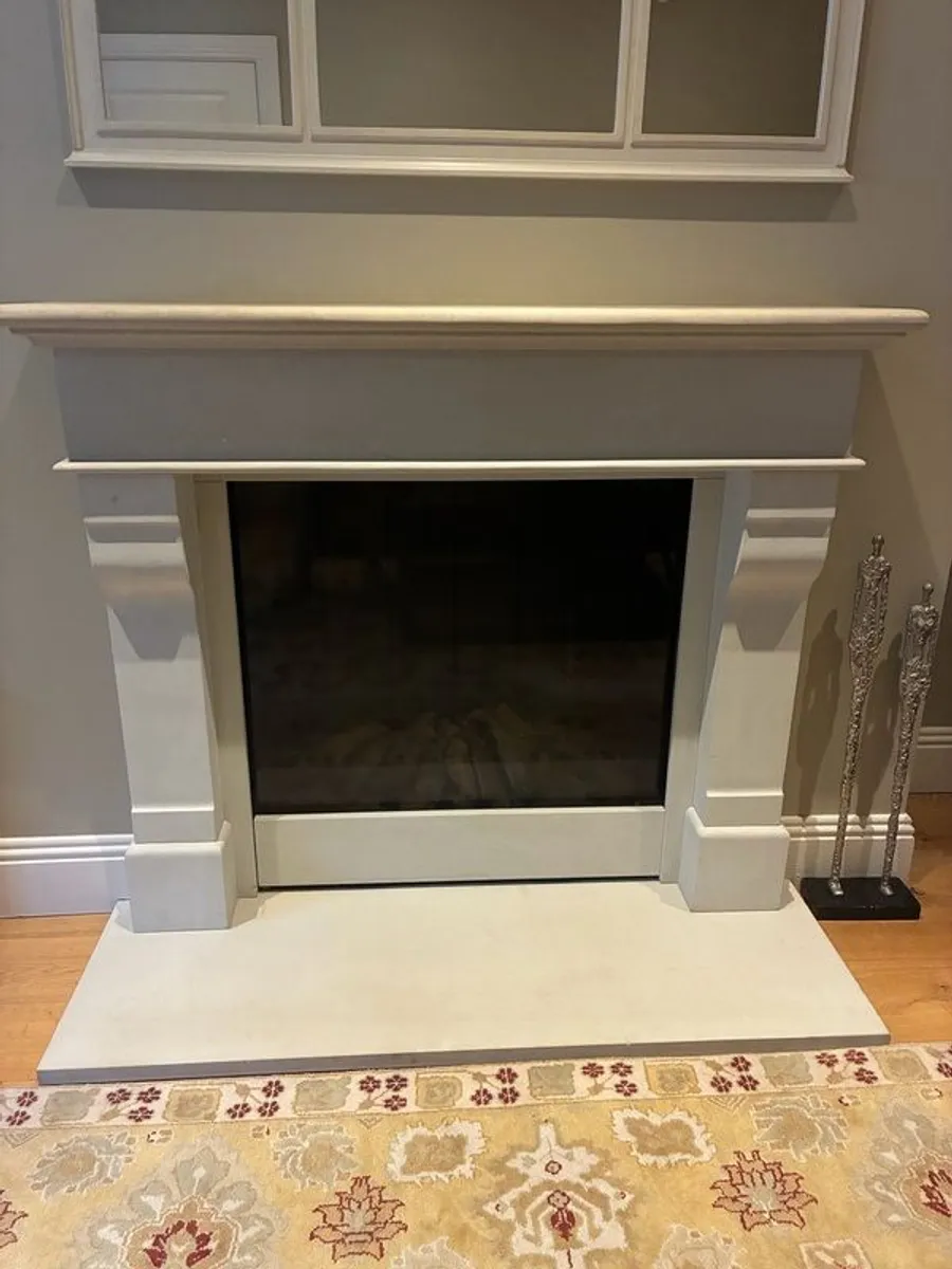 Limestone fireplace with gas fire - Image 1