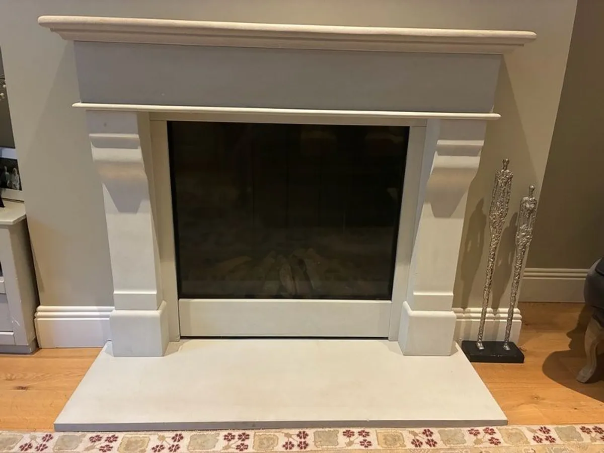 Limestone fireplace with gas fire - Image 2