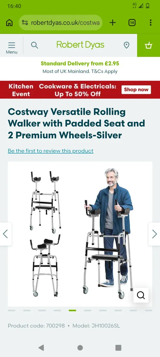 Lightweight Adjustable Folding Rolling Walker with - Image 4