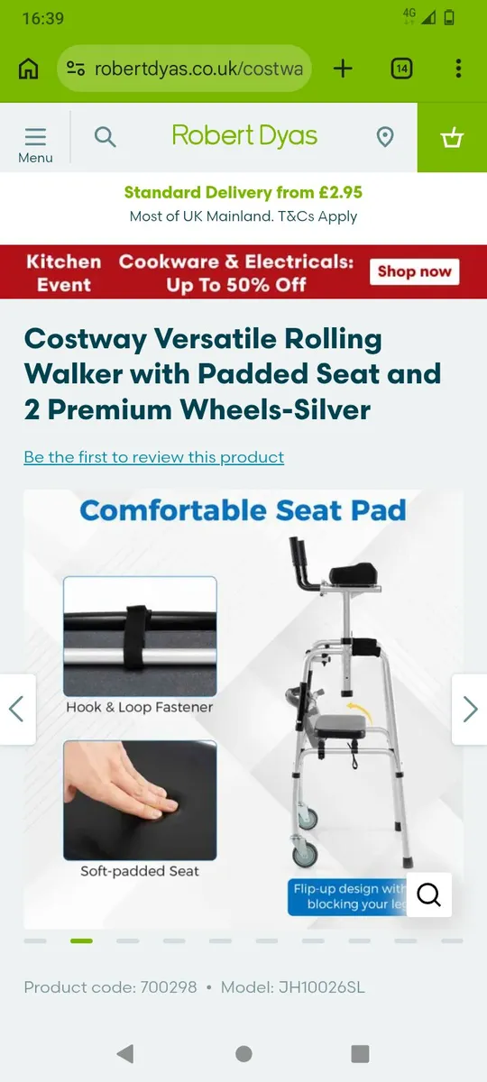 Lightweight Adjustable Folding Rolling Walker with - Image 2