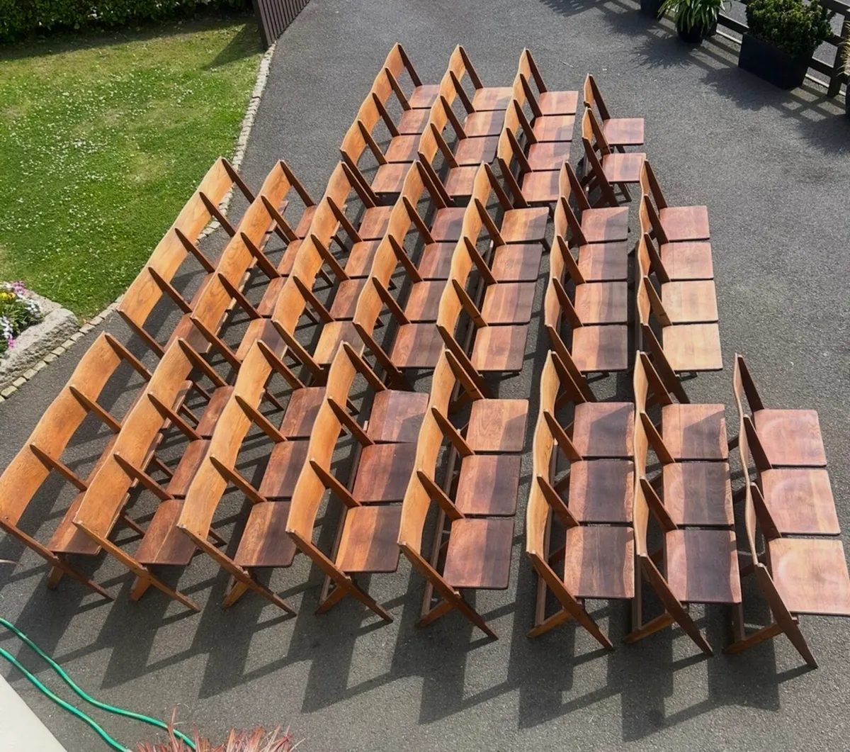 Antique 1930s solid oak seating chairs - Image 1