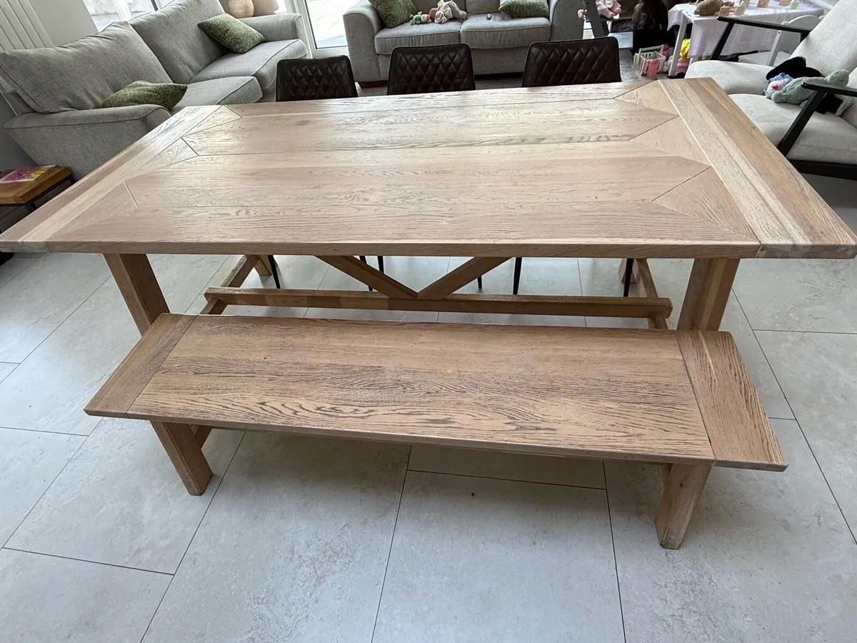 Dining table bench and chairs - Image 2