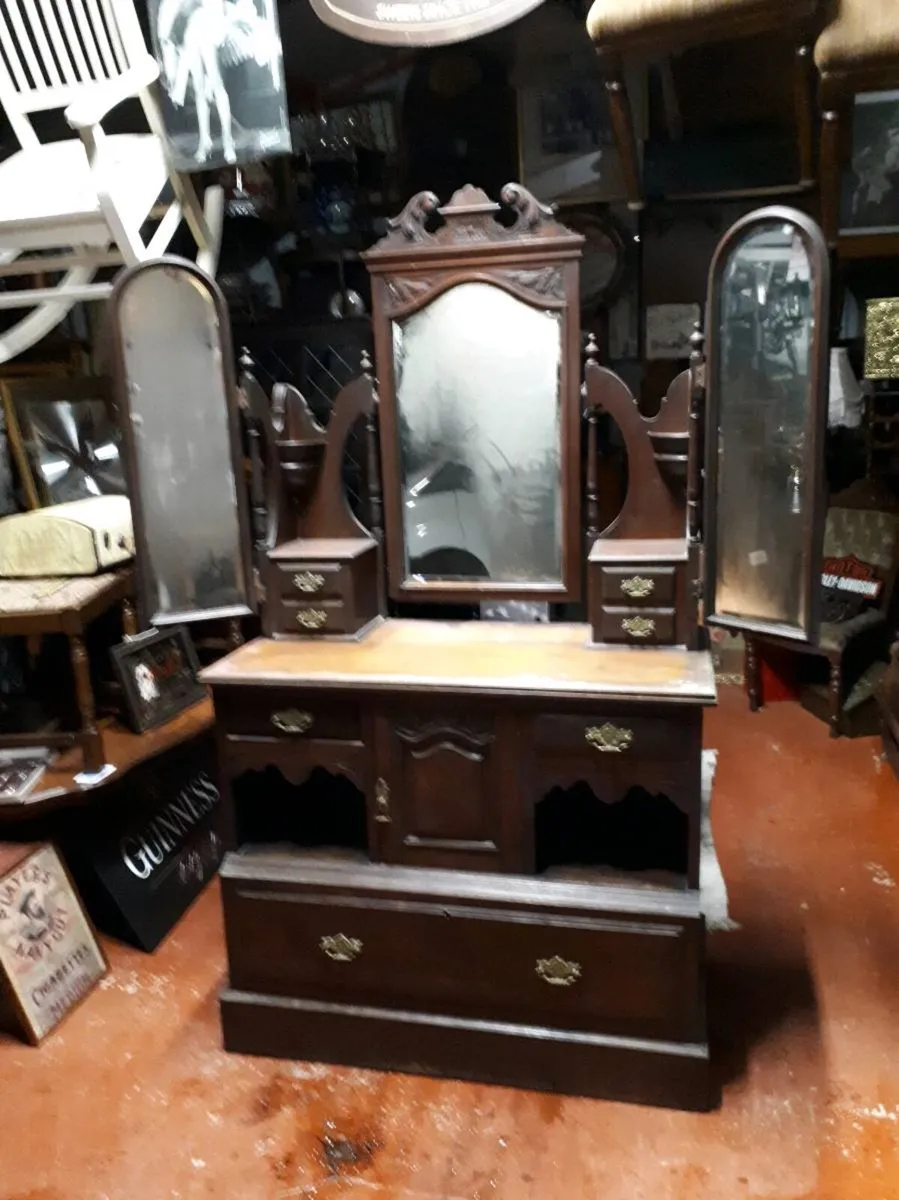 Victorian Triple Mirror Dressing Table - Image 3