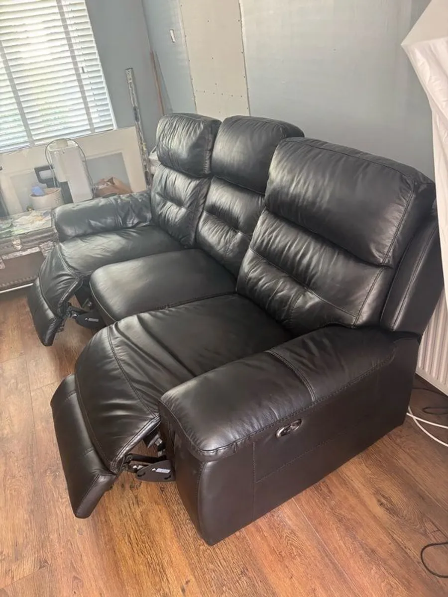 Black Leather Recliner Sofa - Image 4