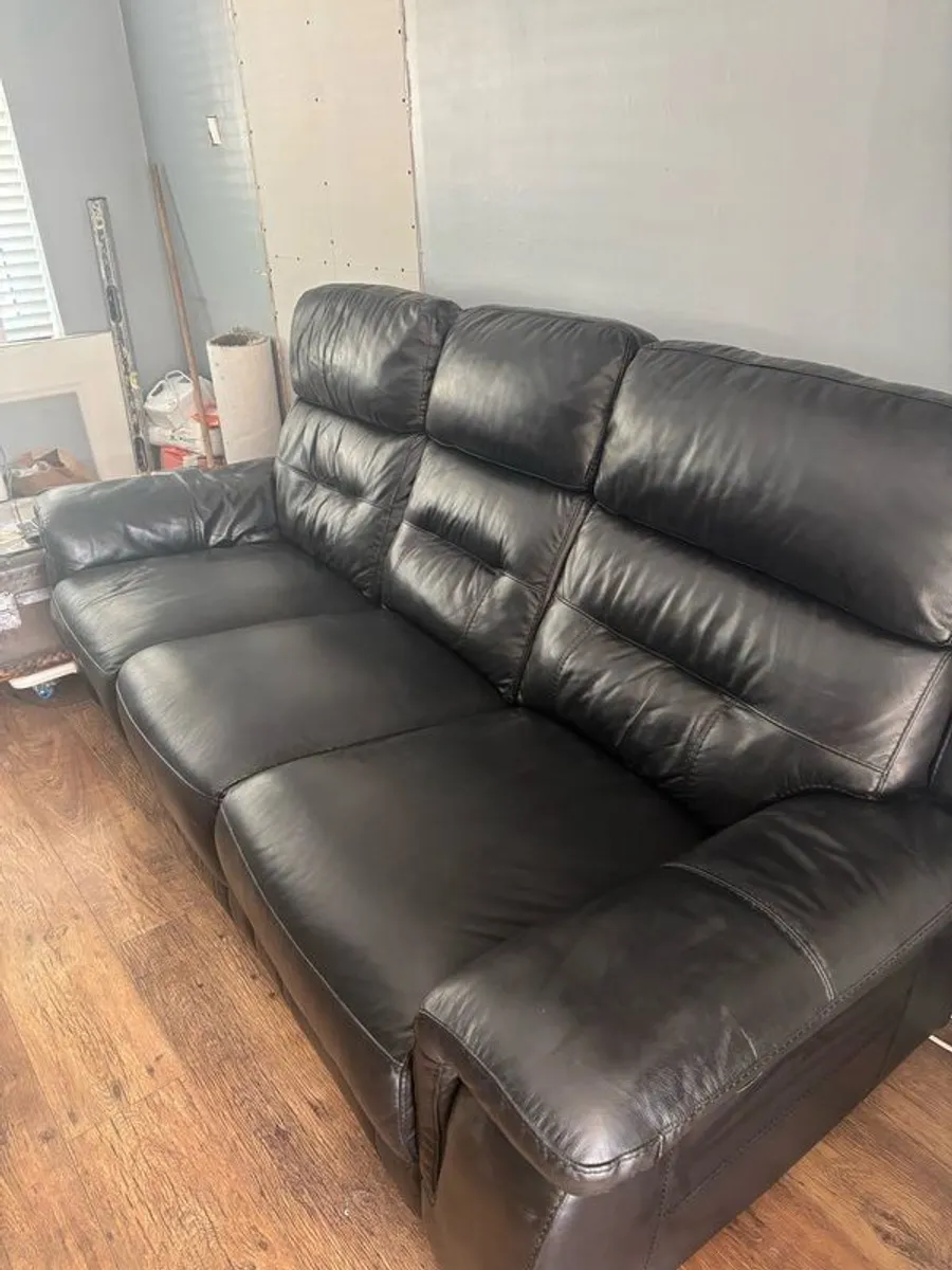Black Leather Recliner Sofa - Image 1