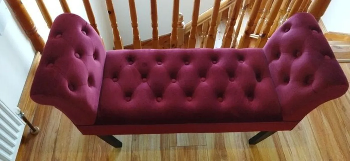 Velvet Bench Wine/Burgundy - Image 1