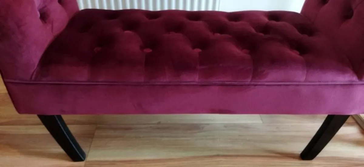 Velvet Bench Wine/Burgundy - Image 3