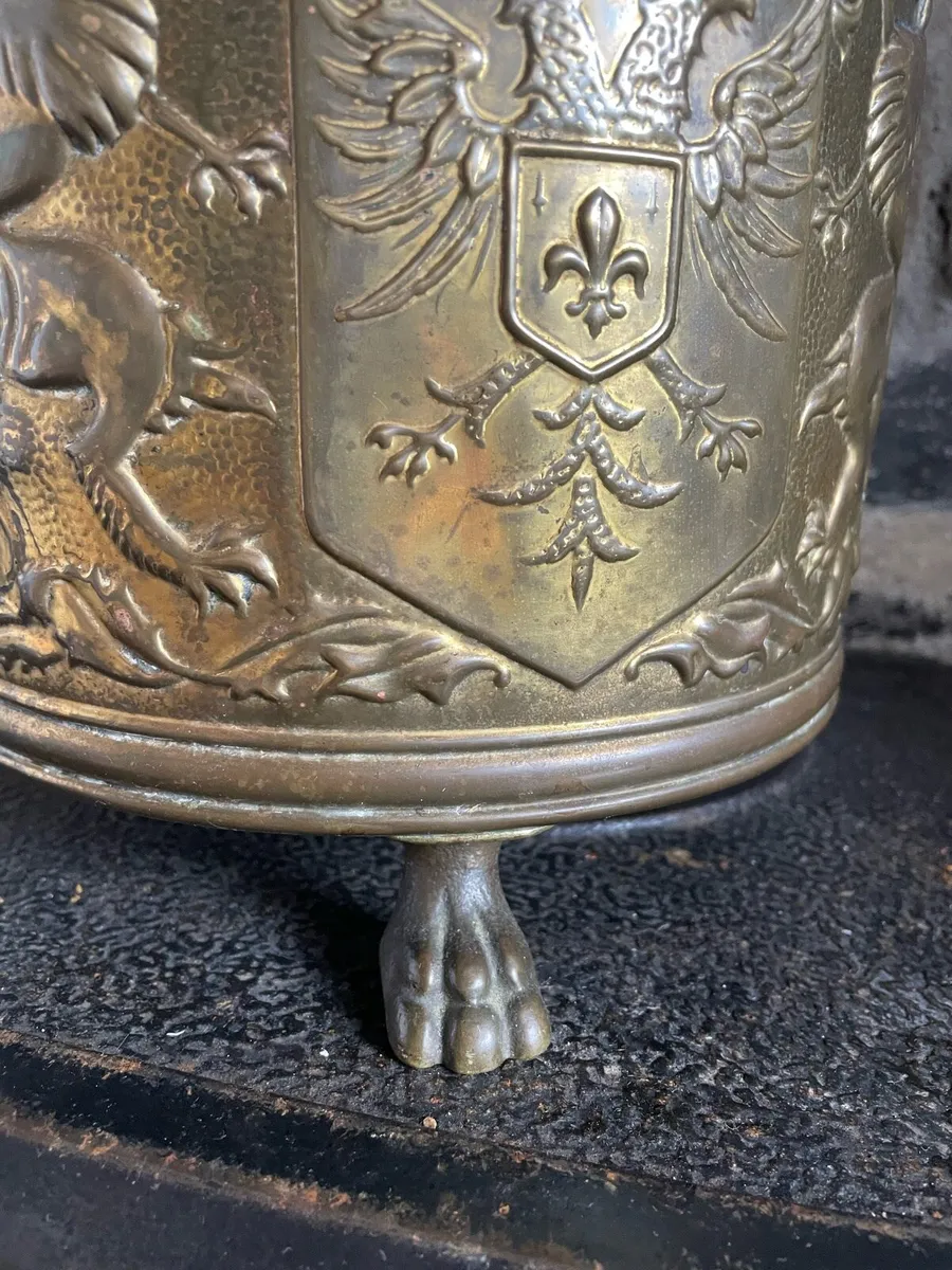 Vintage Embossed Brass Planter - Image 3