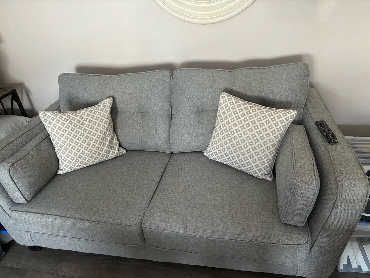 Grey two and three seater couch - Image 1