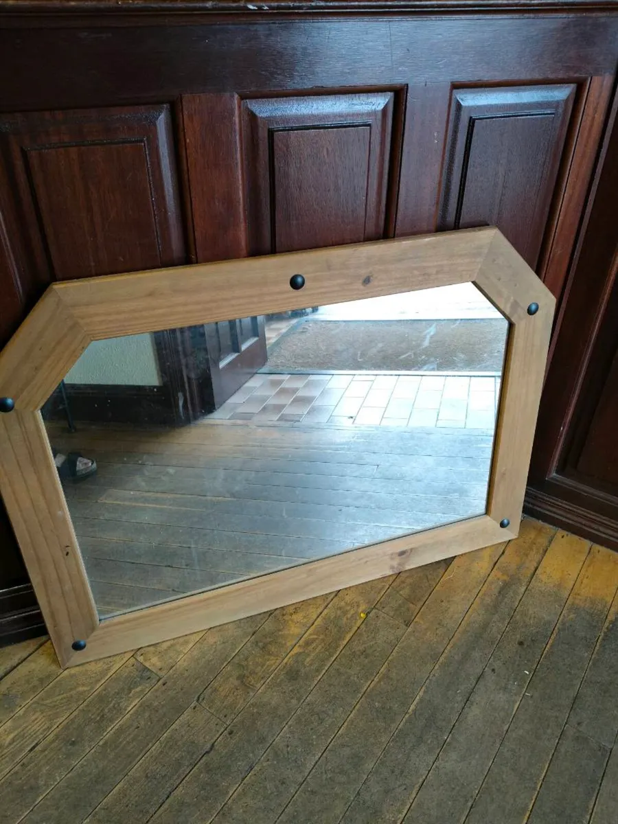 Large pine mirror decorated with black studs - Image 1