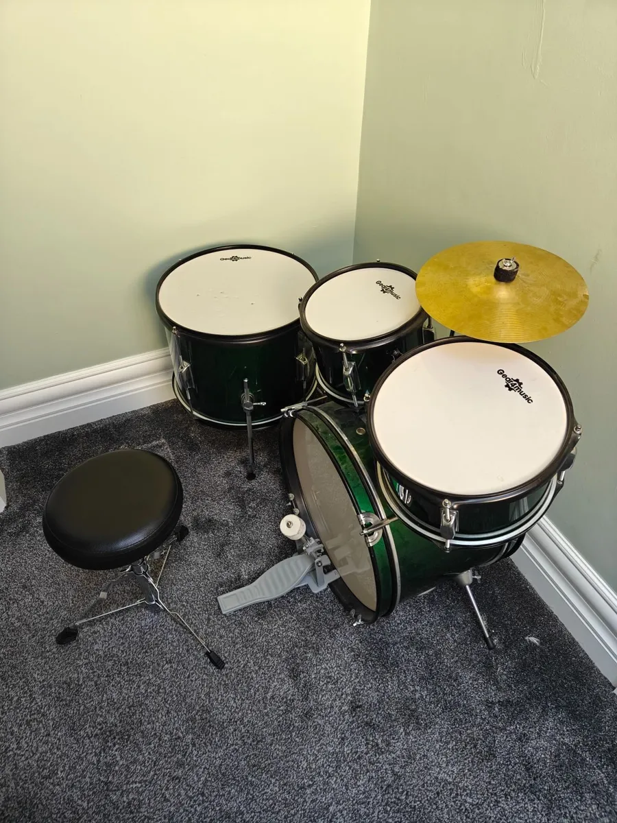 Junior Drum Kit by Gear4music, Green - Image 1