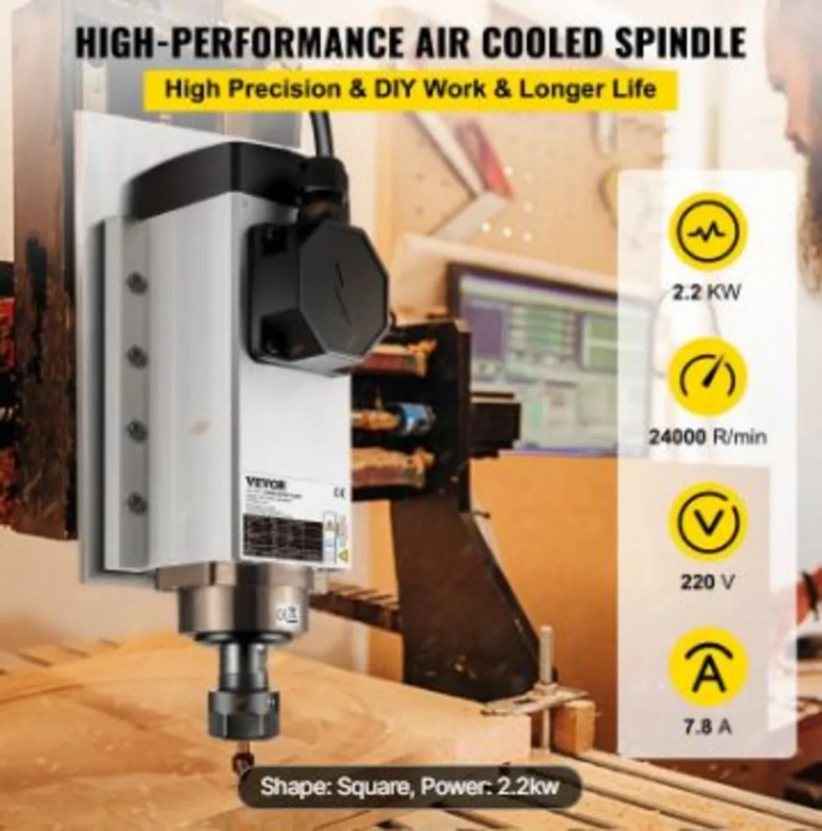 Air Cooled Spindle Motor 2.2KW - Image 2