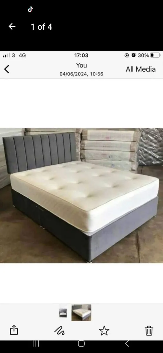 King size divan bed with mattress included - Image 2