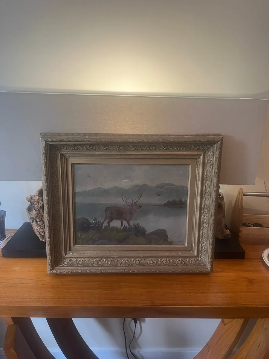 Antique Highland Oil on Canvas - Image 1