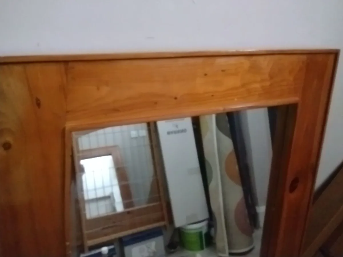 Large heavy solid wood mantle/wall mirror - Image 2