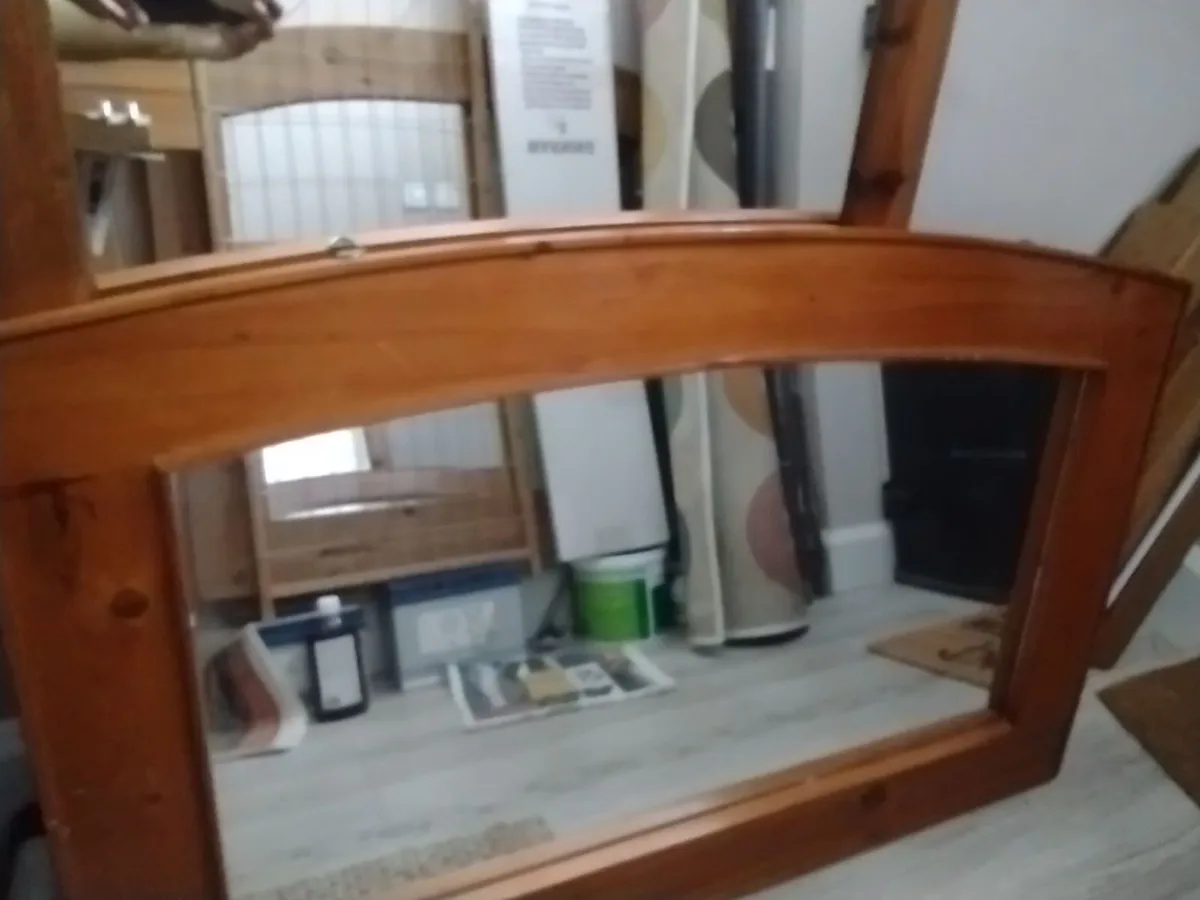 Large heavy solid wood mantle/wall mirror - Image 4