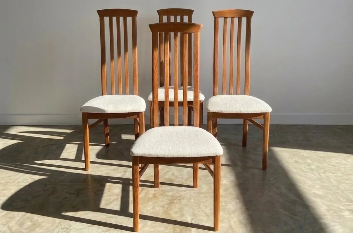 4 Mid Century Teak Dining Chairs - Image 1