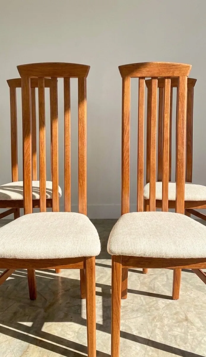 4 Mid Century Teak Dining Chairs - Image 2
