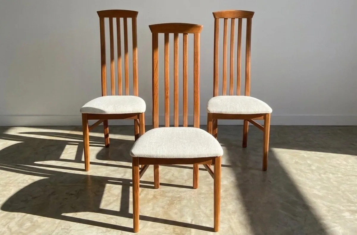 4 Mid Century Teak Dining Chairs - Image 3