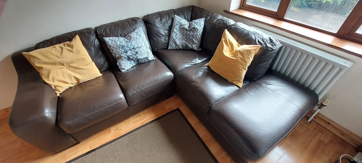 Brown Leather Sofa - Image 2