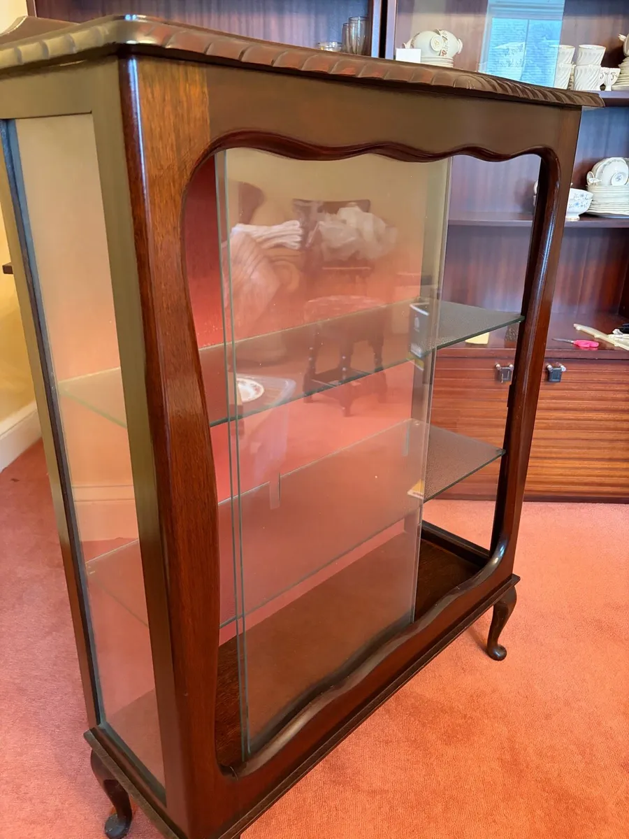 Vintage Glass Display Cabinet – Mahogany Finish - Image 1