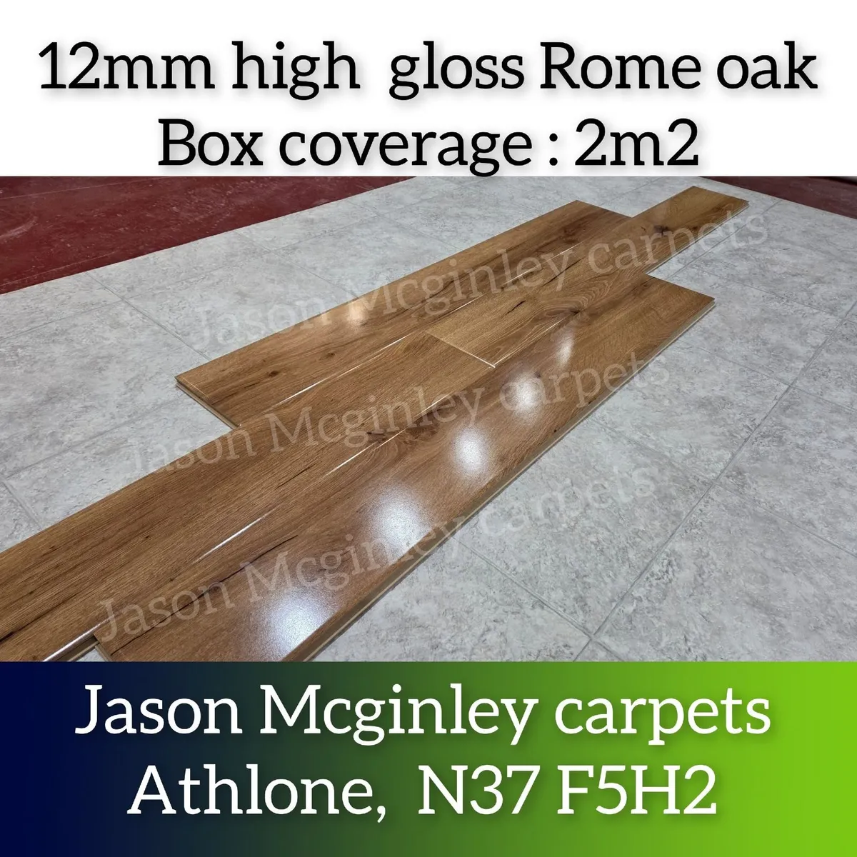 12mm High Gloss Rome Oak Laminate Flooring - Image 4