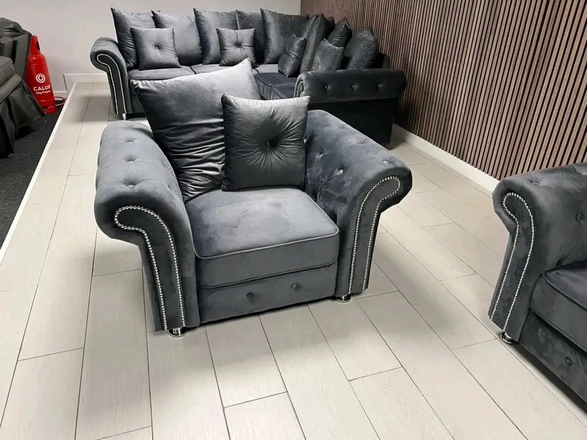 Olympia Chester Grey & Cream Fabric Sofa Sets - Image 4