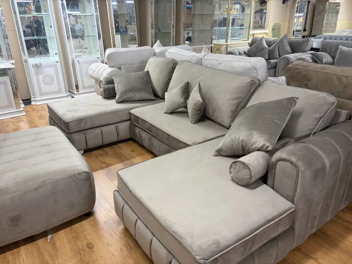 Lilly Chelsea U-Shape Sofa With Matching Footstool - Image 2
