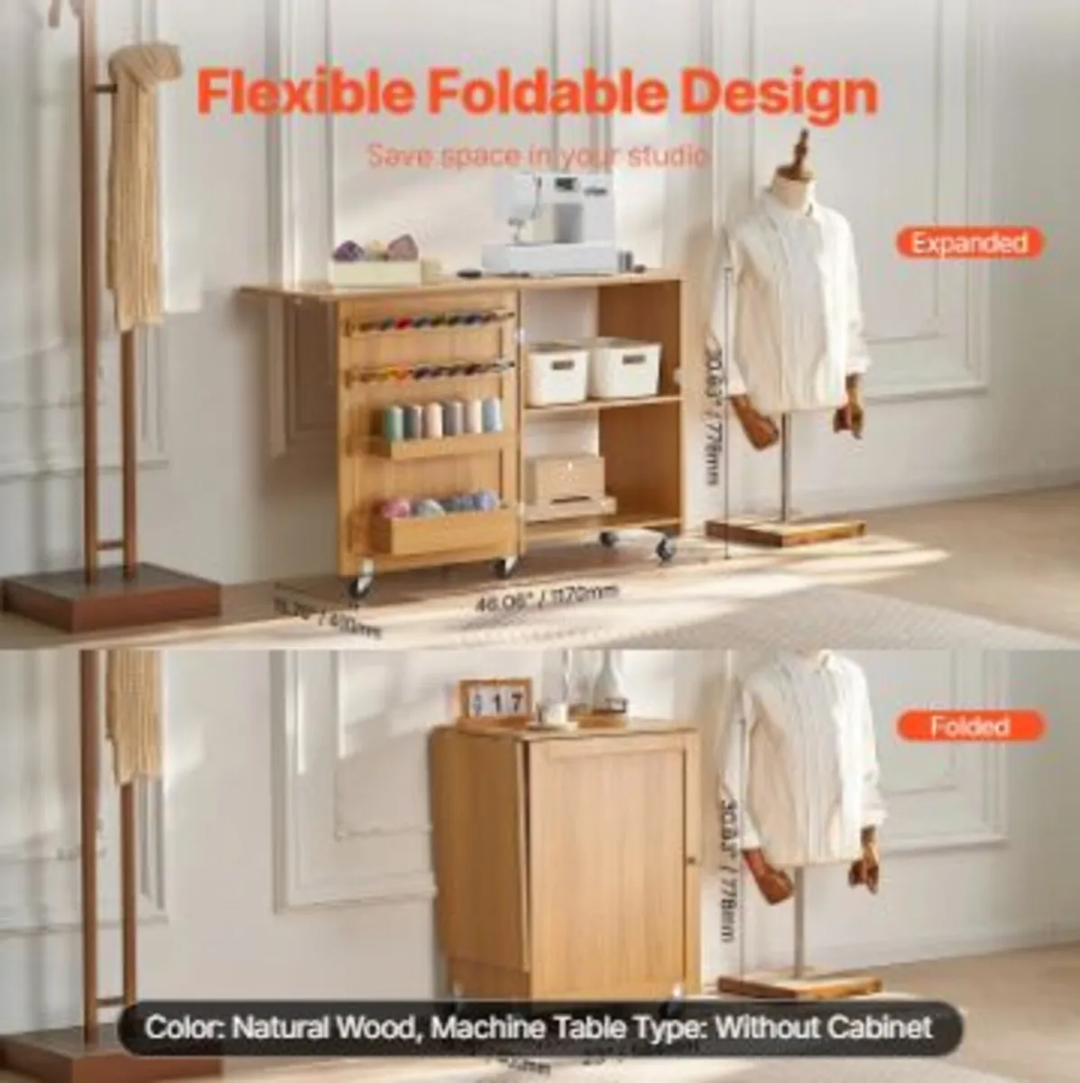 Folding Sewing Table, - Image 4