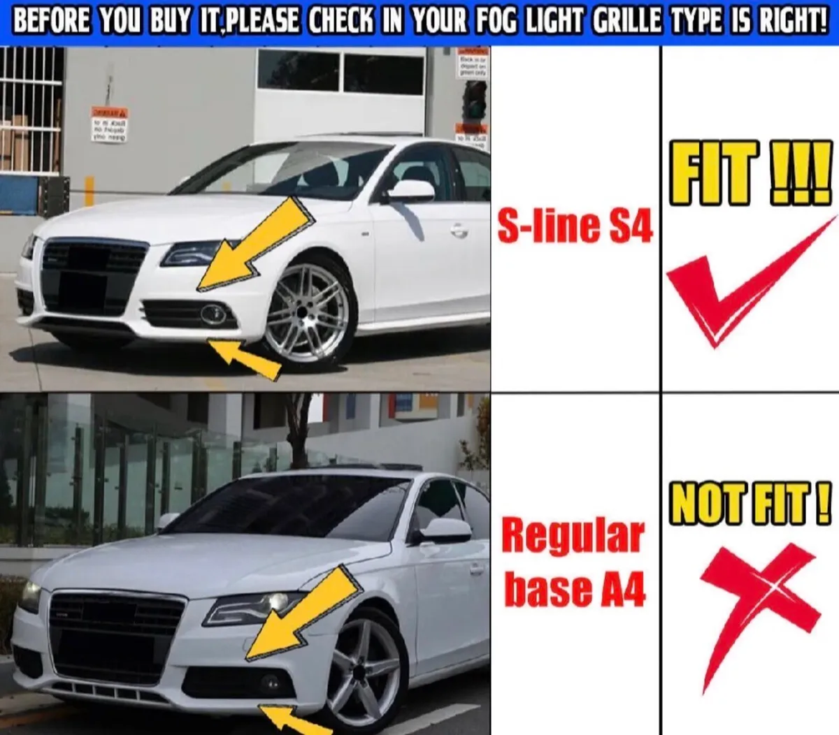Fog Light Grille Covers For AUDI A4 B8 S-Line - Image 3